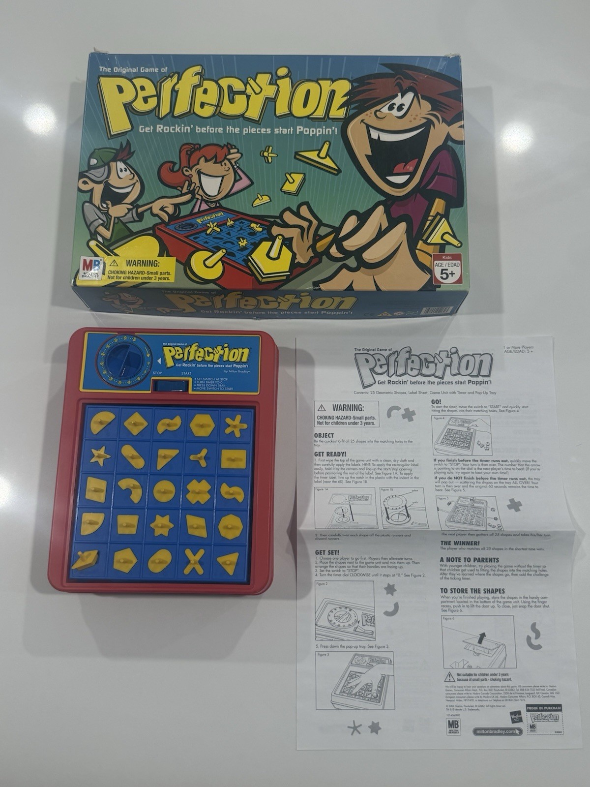 2006 Perfection Board Game Complete Tested Working Hasbro MB w/ Box Instructions