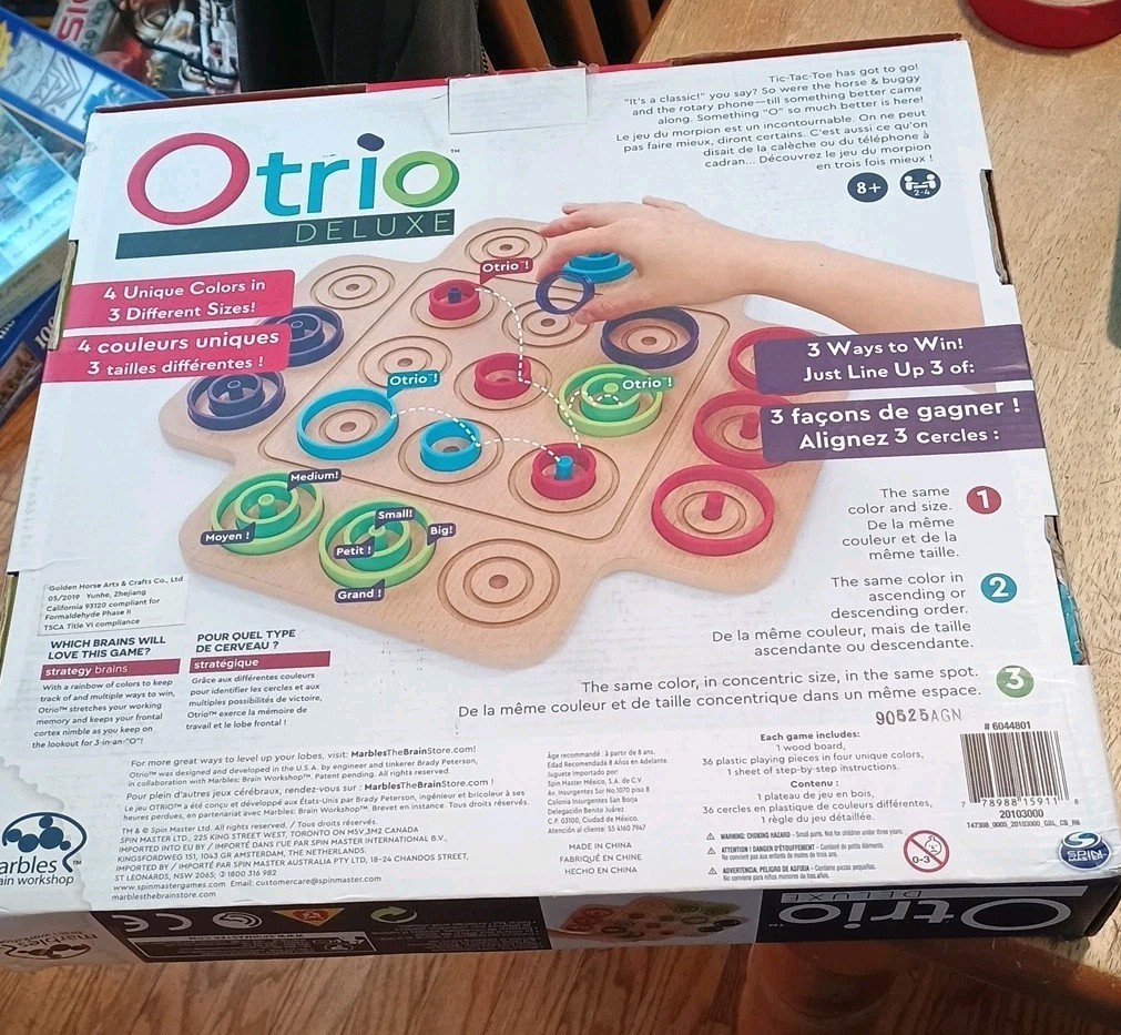 Otrio Deluxe Strategy Game By Marbles Brain Workshop Wooden Board 8+ Years