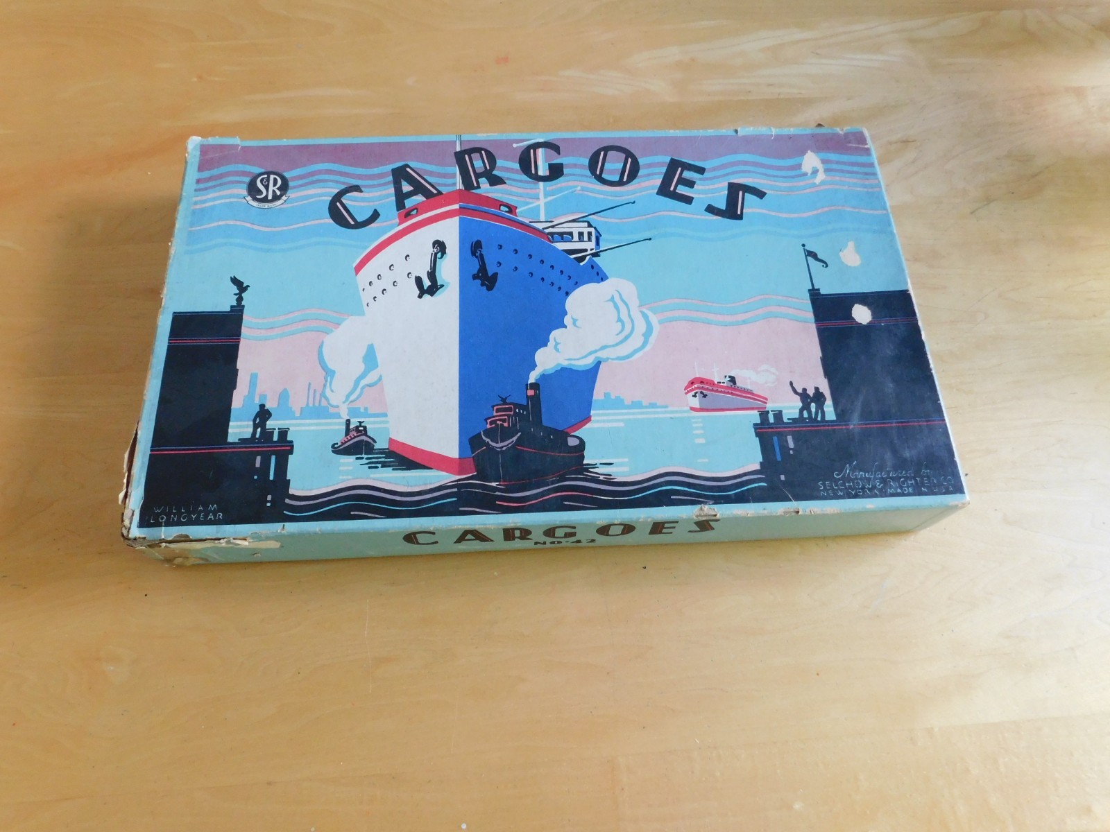 Vintage Selchow & Righter Cargoes No. 42 Board Game Art Deco Ocean Liner Ships