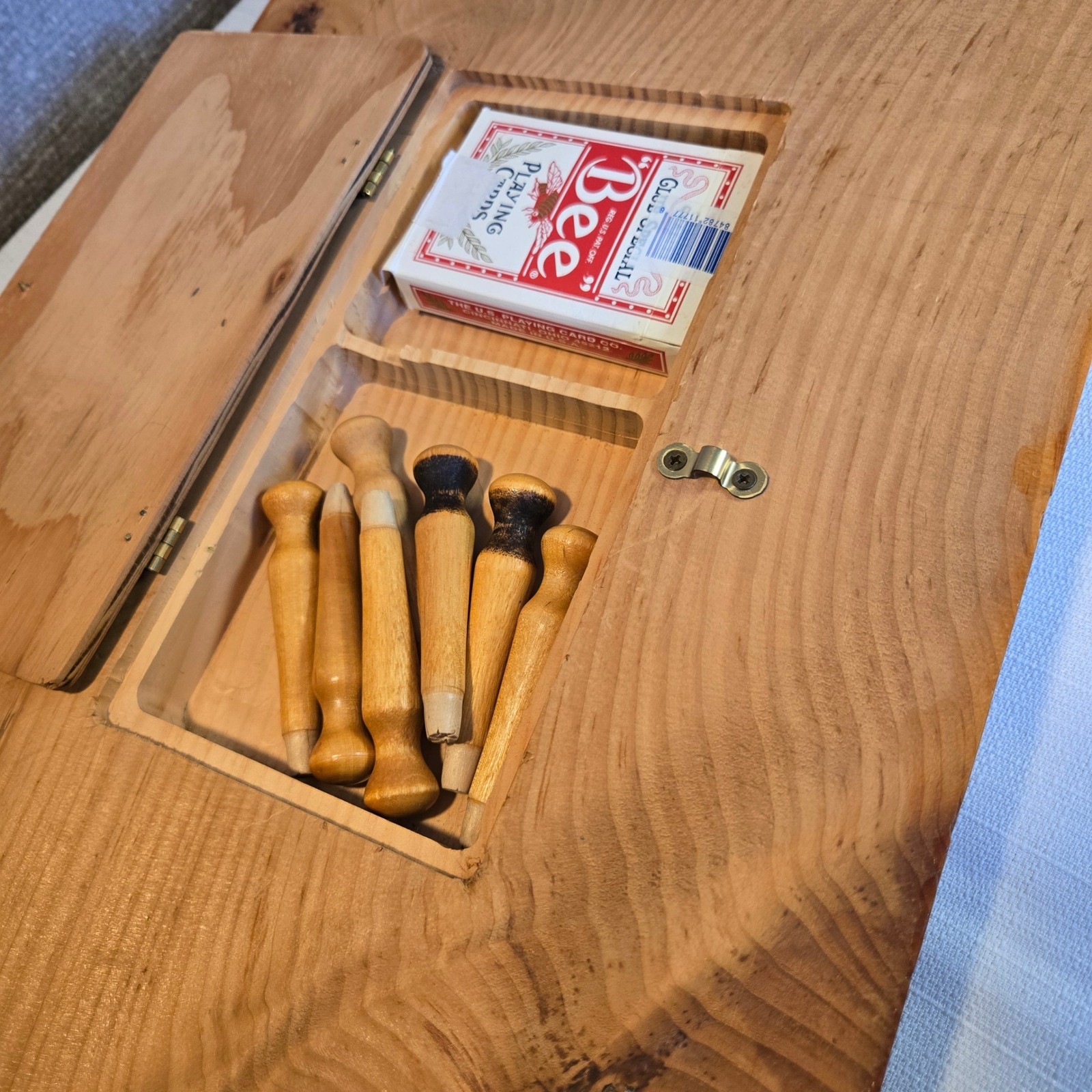 Handmade Large Solid Wood 2 Player Cribbage Board 24 Inch with Pegs and Cards