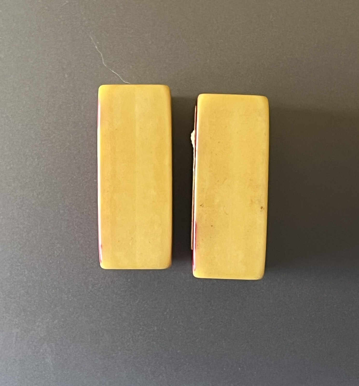 2 ‘Stickered’ Vtg Mahjong French Ivory Replacement/extra FLOWER/JOKER Tiles