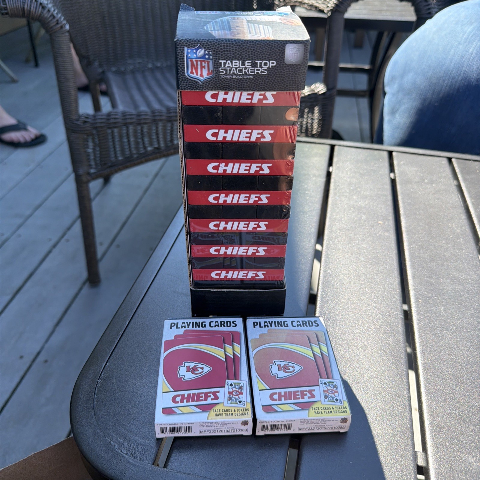 NFL Table Top Stackers Chiefs Wood Block Family Game Sports Theme w/cards