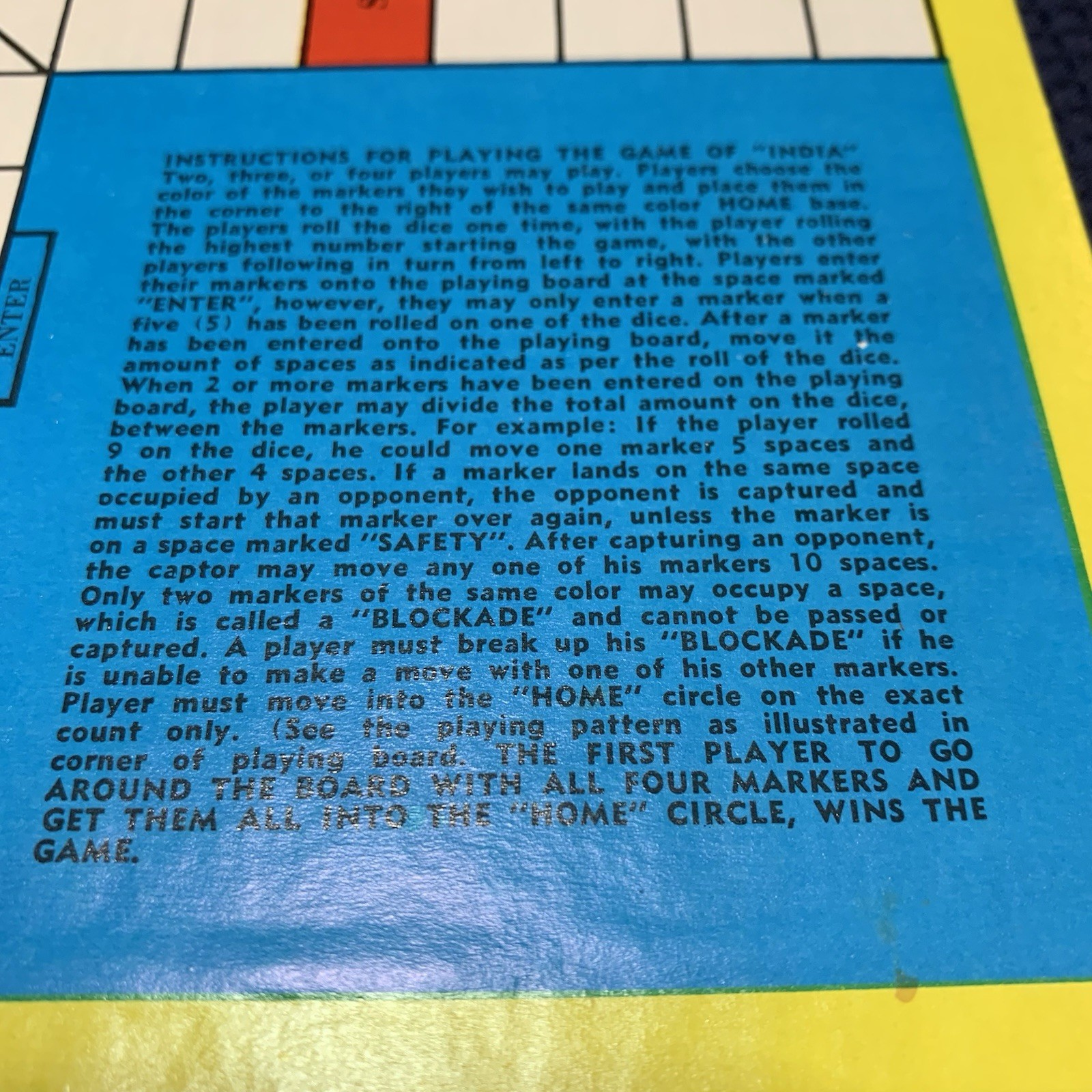Vintage Pachessie Board Game of India Warren Built-Rite 1950s Complete Free Ship