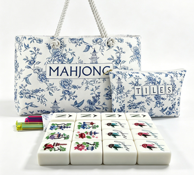 NEW!American Mahjong,160 deep blue Layered+Fashion Mahjong bag set Fast ship