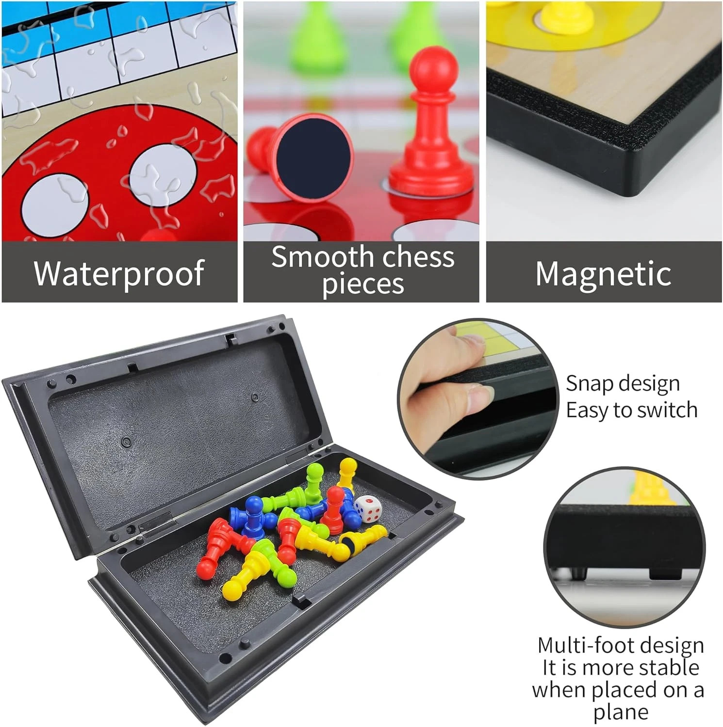 Magnetic Ludo Travel Board Game Set, Folding Design and Light-Weight, Gift for K