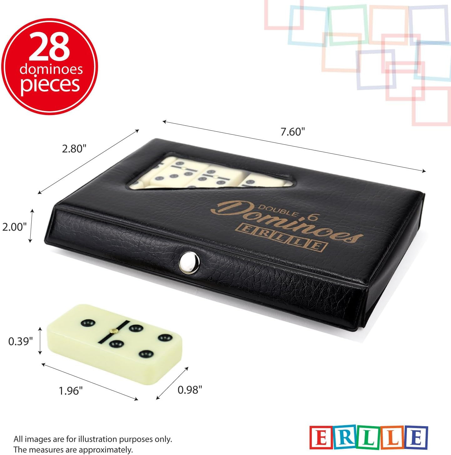 – Premium Double 6 Dominoes Set, Classic Domino Game with Vinyl Case, Tiles for