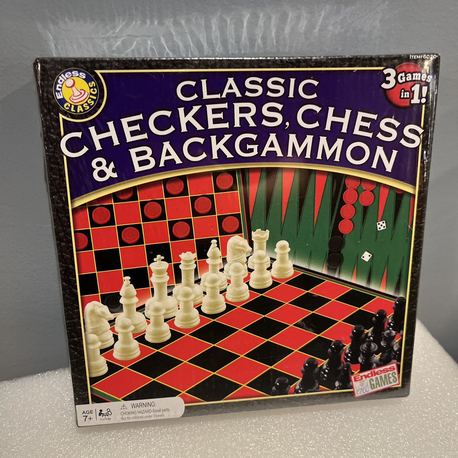 Classic Checkers, Chess and Backgammon Set – For Ages 7 Years and Up, New!