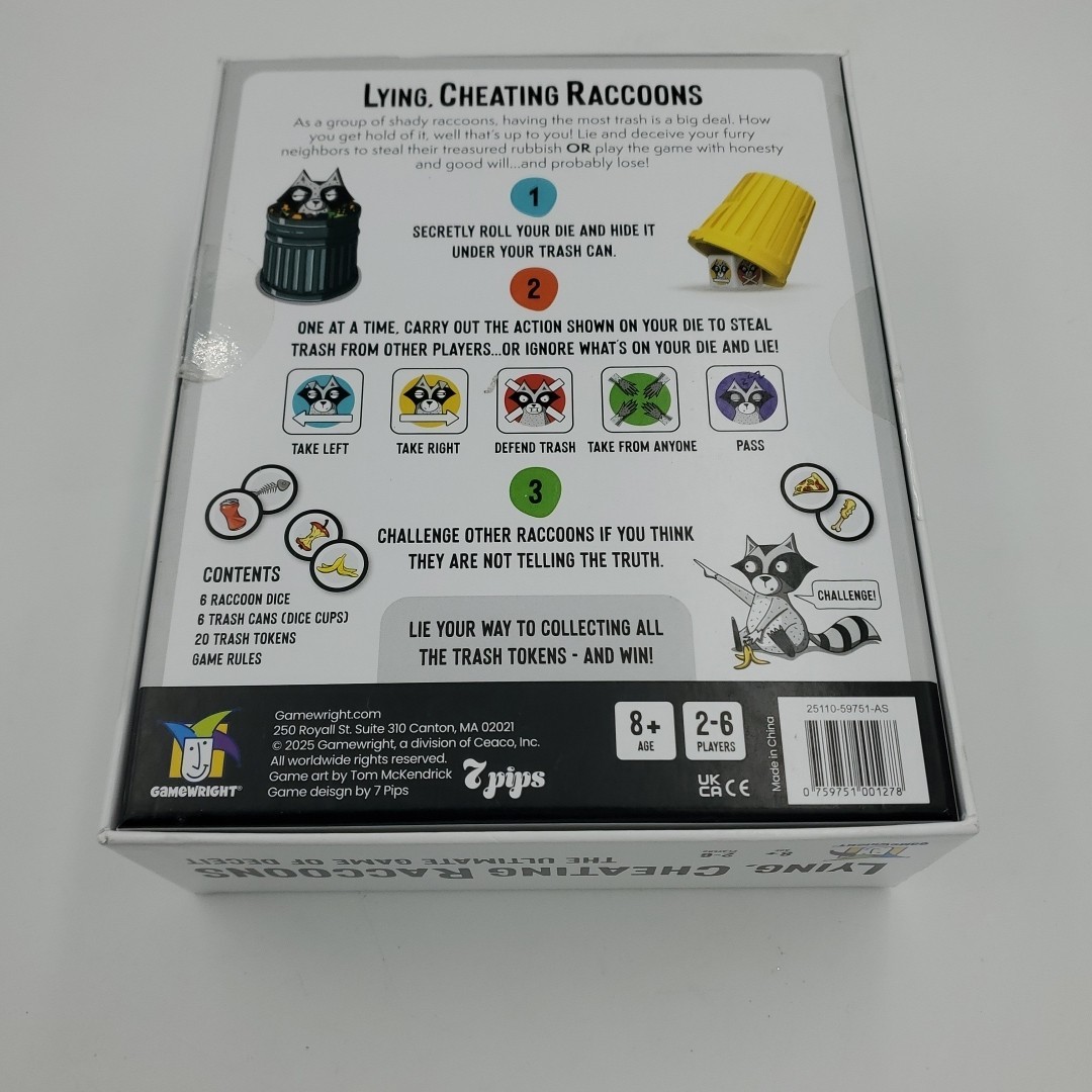 Lying, Cheating Raccoons Game – Gamewright New Game 2025 Pre Owned