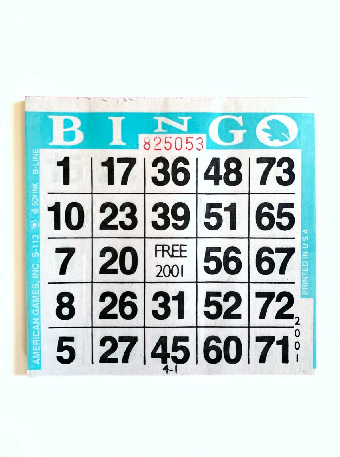 1 on Single Face Bingo Paper Cards- Pack of 500- Color Aqua Border