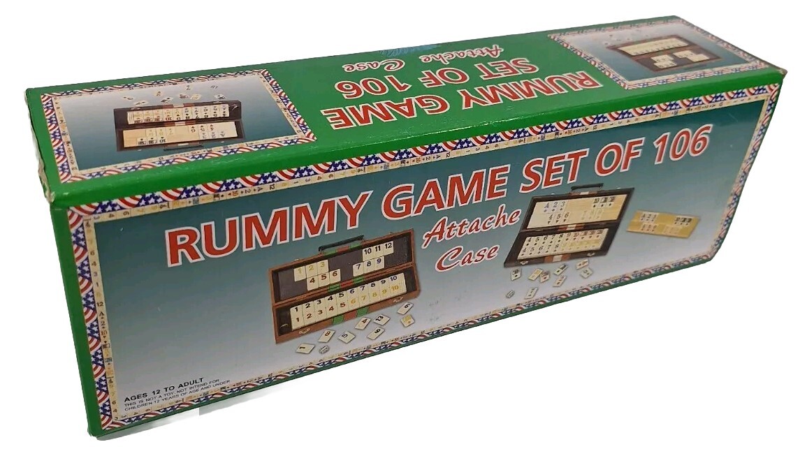 Deluxe Rummy Game Set Of 106 w/Wooden Racks in Attache Case CHH Games – NEW!