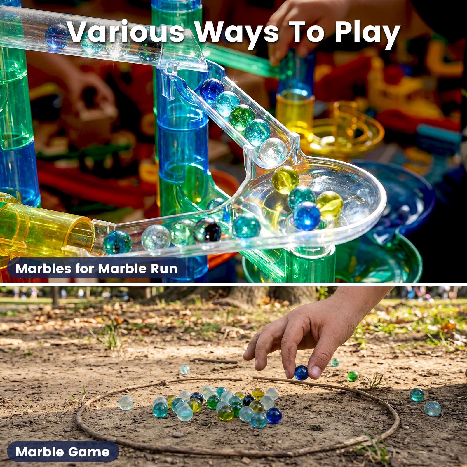 POPLAY 50 PCS Beautiful Player 50 Marbles+1 Whistle, 2 Multicolored