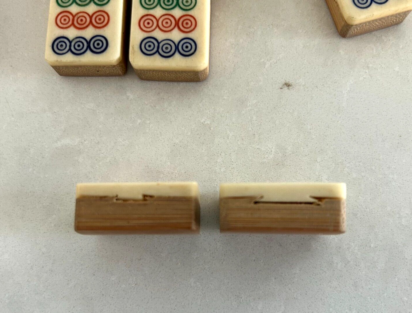 Vintage Mahjong Tiles (157) Dovetail Bamboo/Oxen/Bovine Bone in Wood Box
