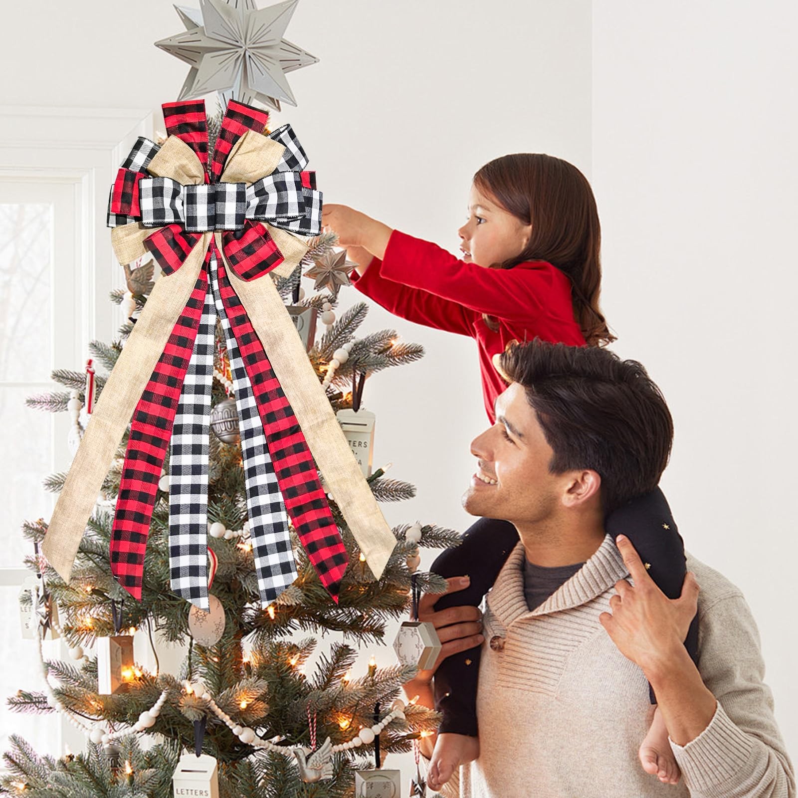 Large Christmas Tree Topper 13 x 30 Inch Red and 13 X 30 Inches, Multicolored