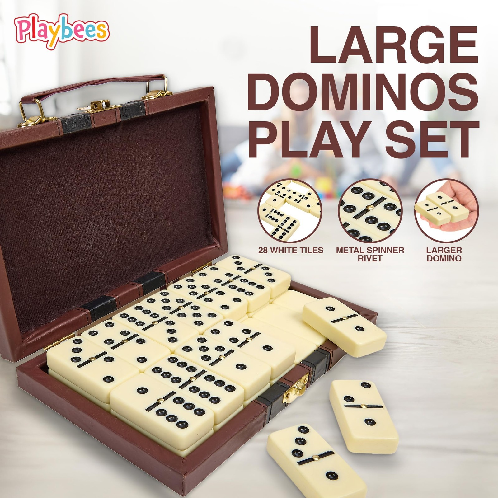Dominos Set for Adults and Kids Large Jumbo Double Six Dominoes Set with Spin…