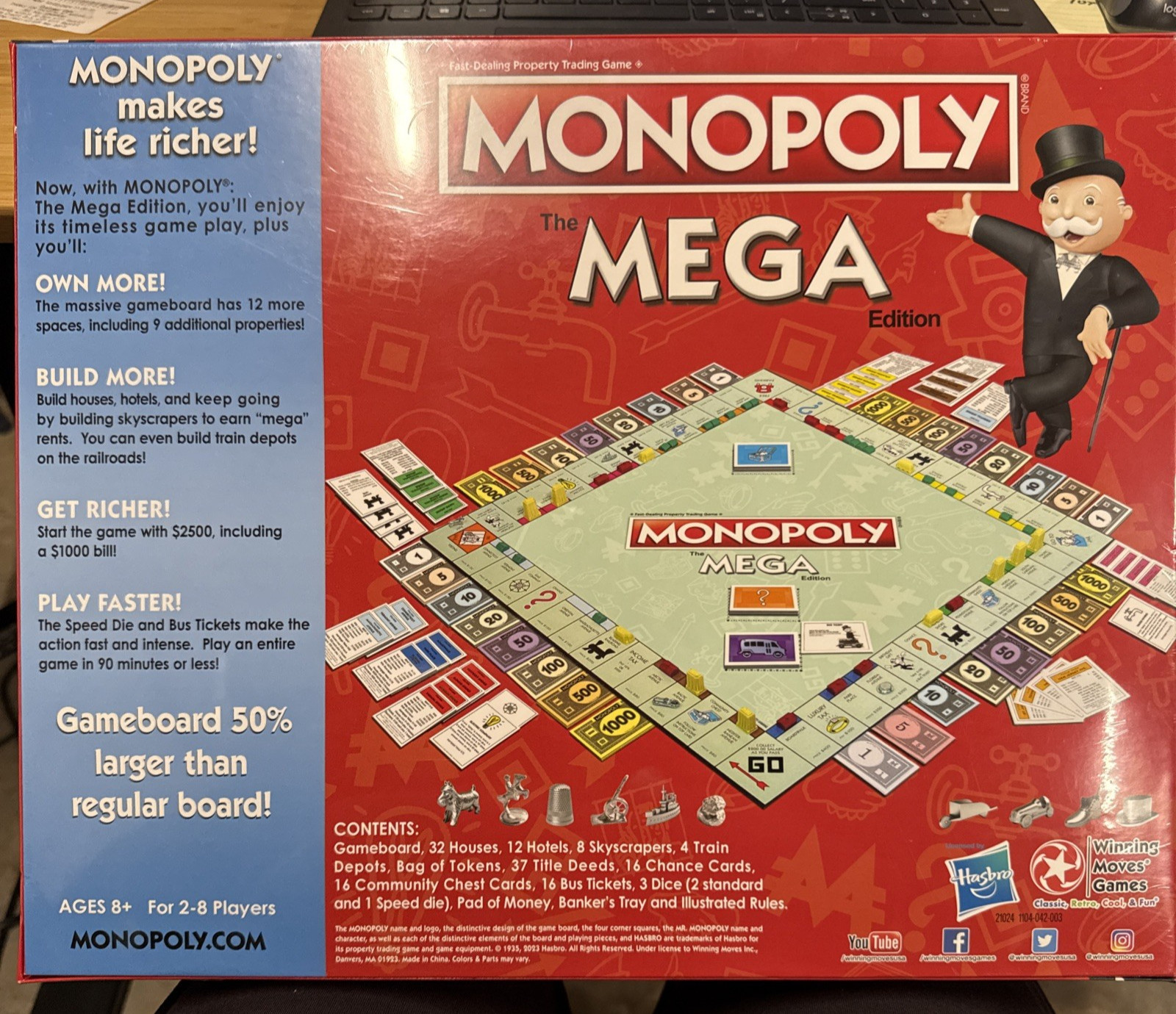 Monopoly MEGA Edition Board Game – Family Fun Game Night Kids & Adults