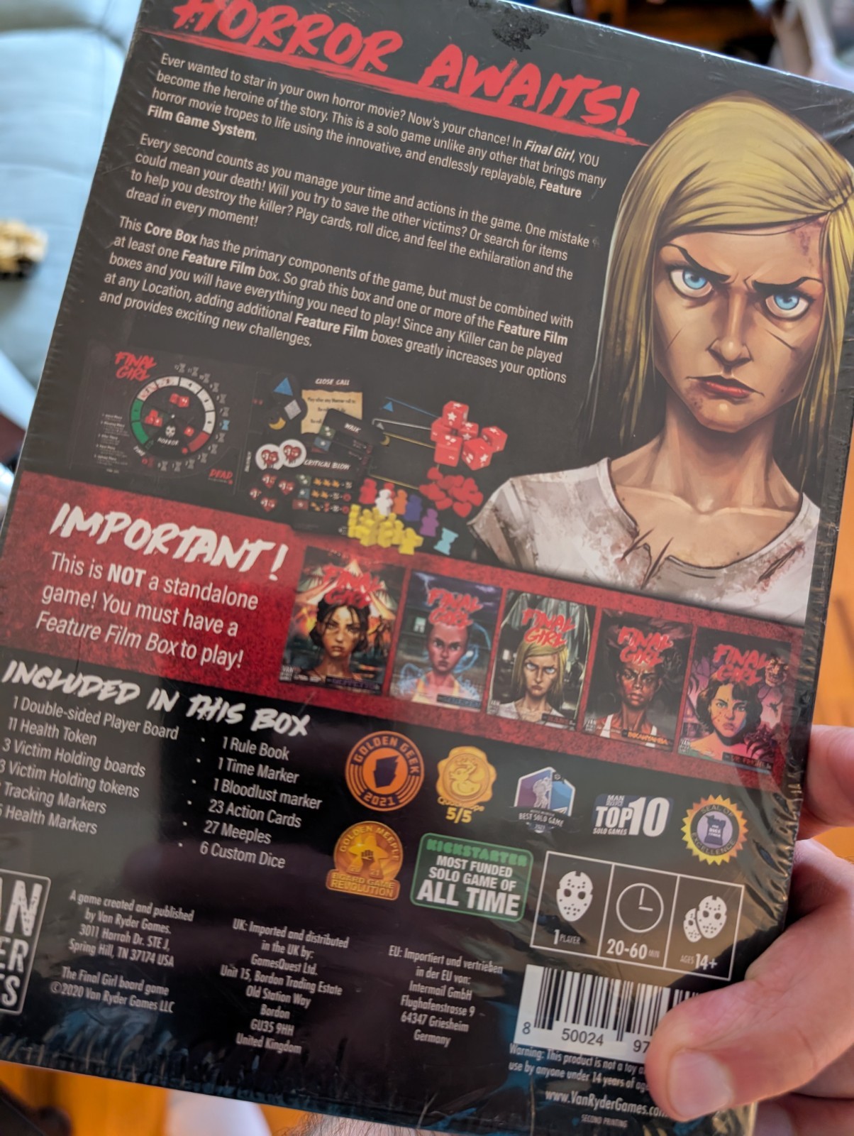 Final Girl Core Box Van Ryder Games NEW Horror Solo Game Boardgame