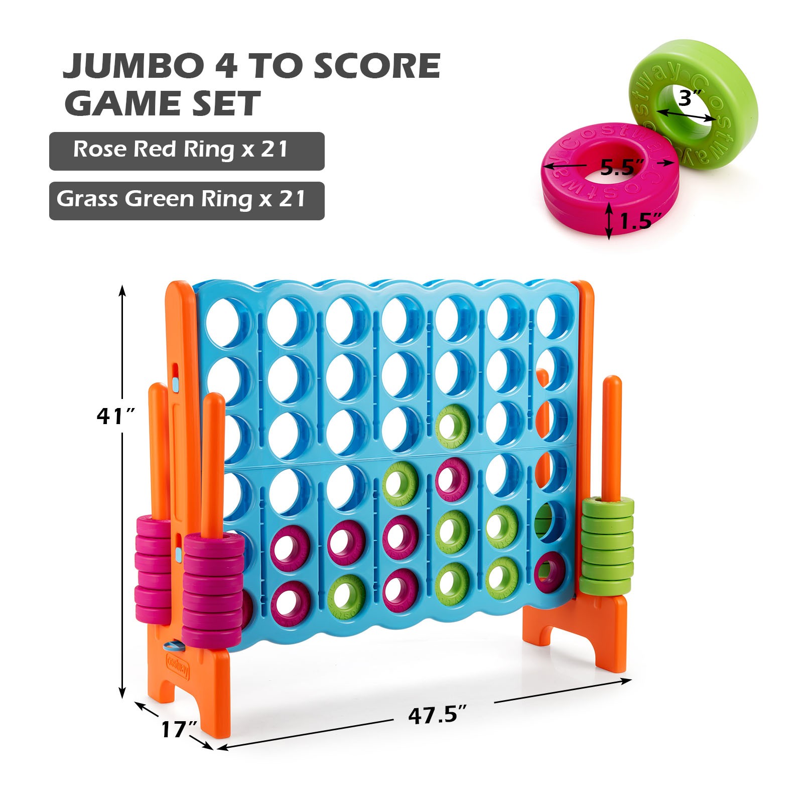 Jumbo 4-to-Score 4 in A Row Giant Game Set Indoor Outdoor Kids Adults Family Fun