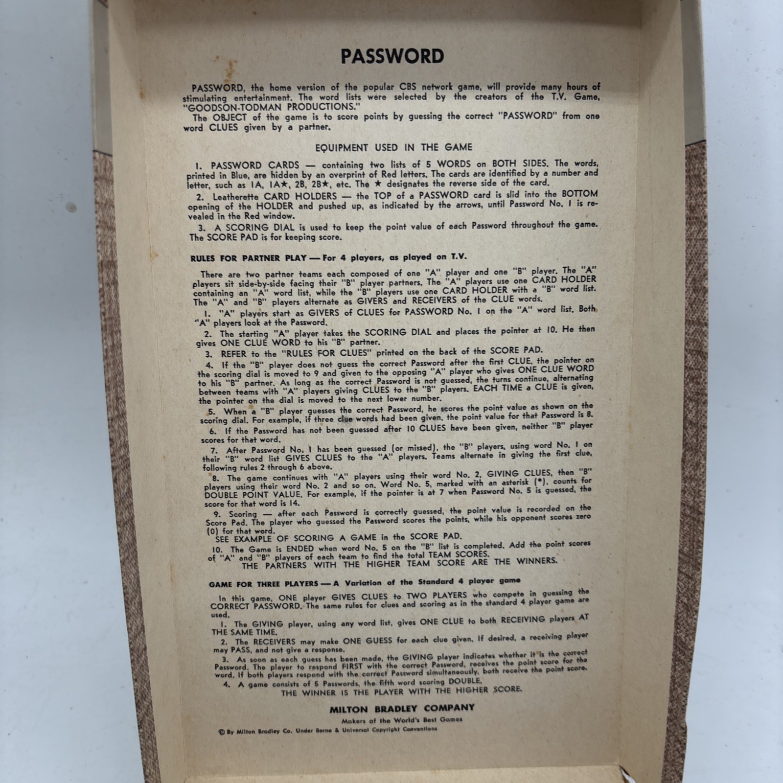 Vintage 1962 Milton Bradley Password Volume Two Board Game 4260 Complete
