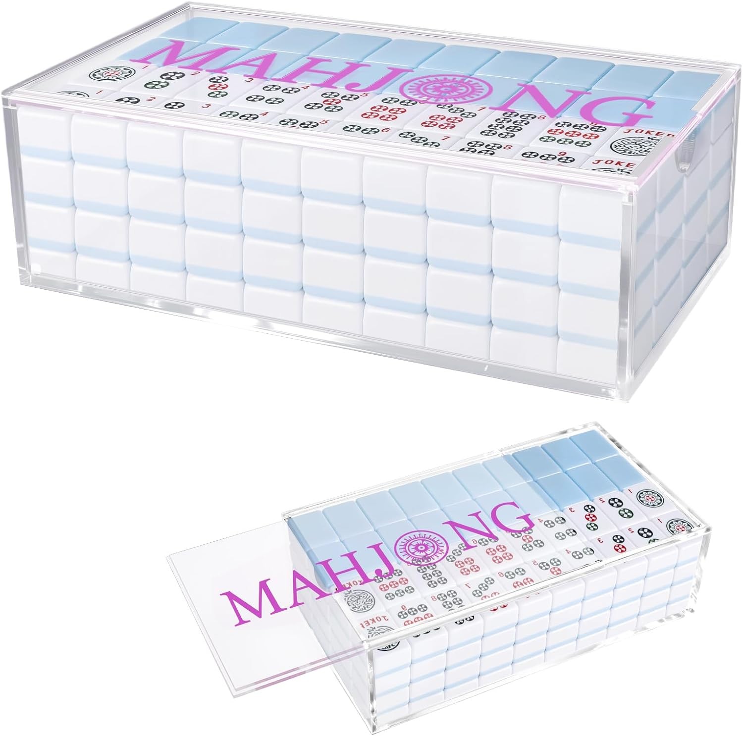 1pcs Empty Acrylic Mahjong Case Only for 1.2″×0.9″×0.5″ Mahjong Tiles-Transpa…