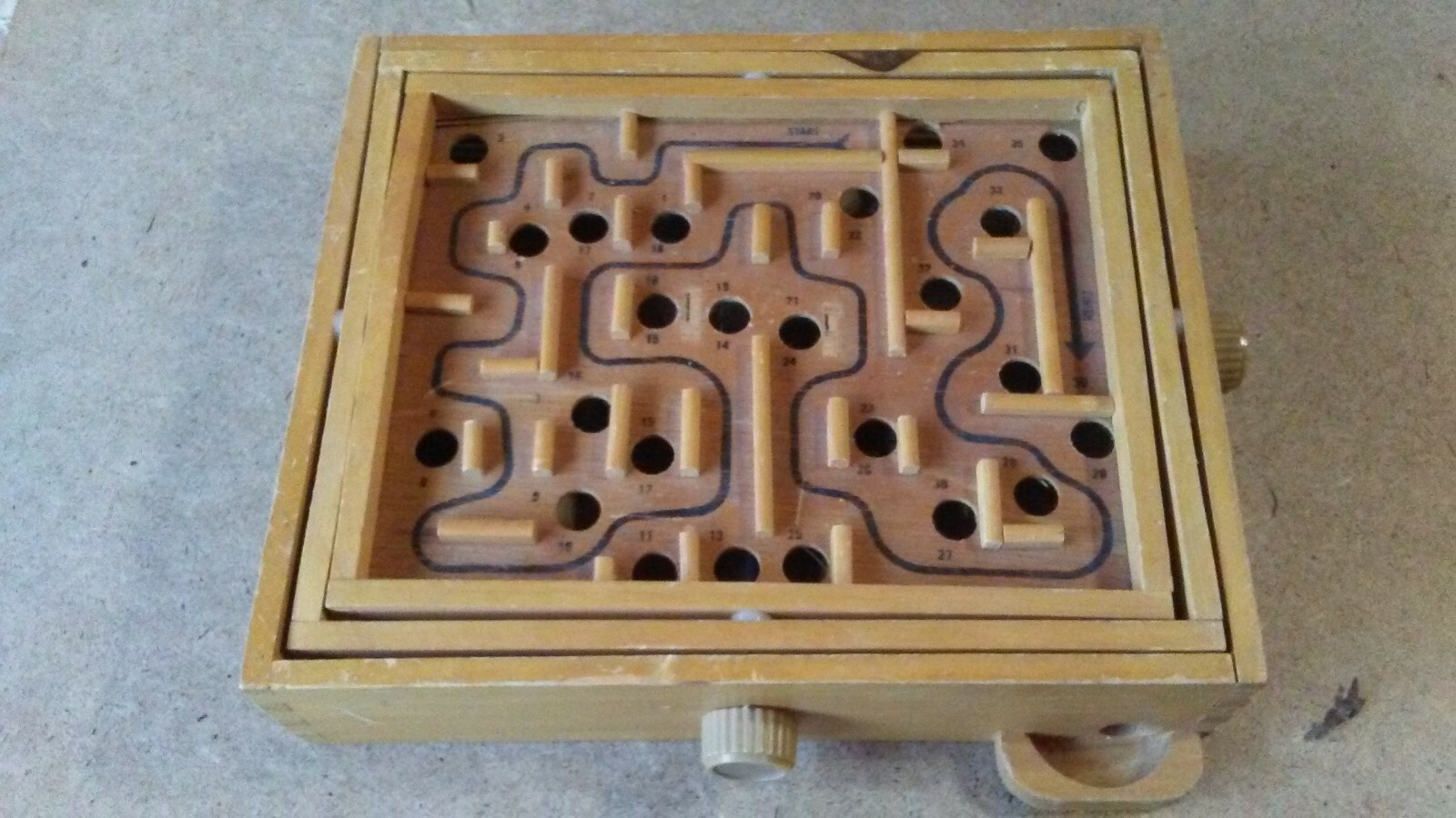 Wooden Labyrinth Marble Vintage Puzzle Game – No Marble
