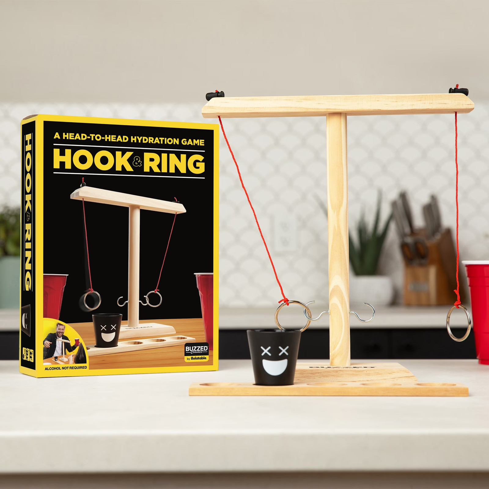 Hook and Ring Toss Bar Adult Drinking Game Shot Glass Indoor Outdoor Party