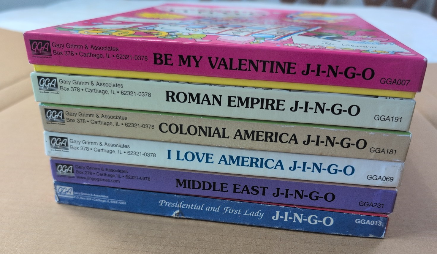 Lot of 6 JINGO Bingo Educational Presidential, American, Middle East *INCOMPLETE
