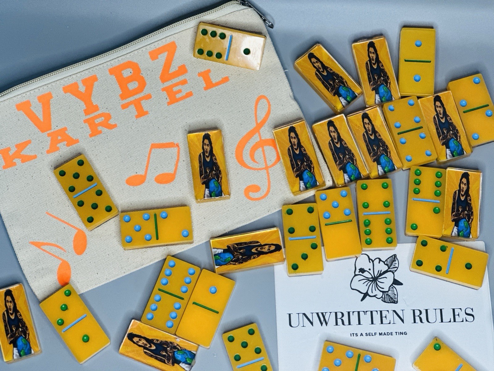 Unwritten Rules Custom Design Dominoes Complete Game w/ Pouch