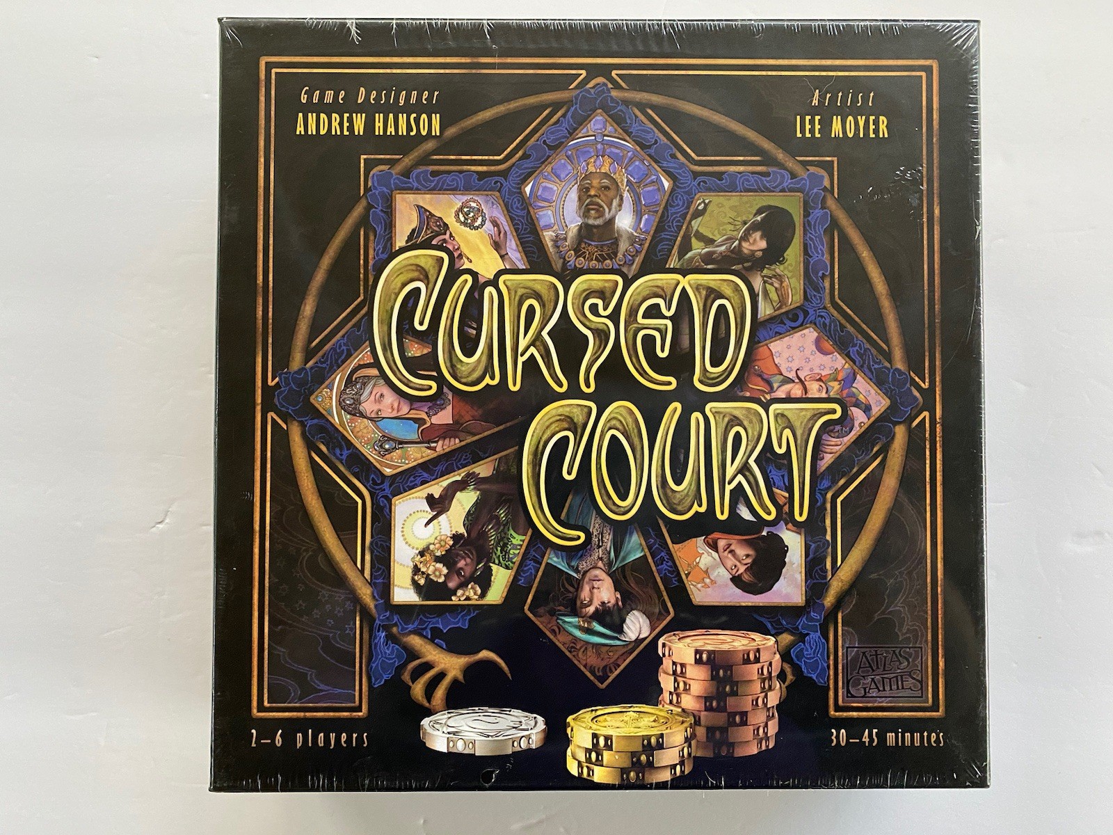 Cursed Court, Atlas Games. AG1400. Strategy Wager Board 2-6 Players 30-45 Mins.