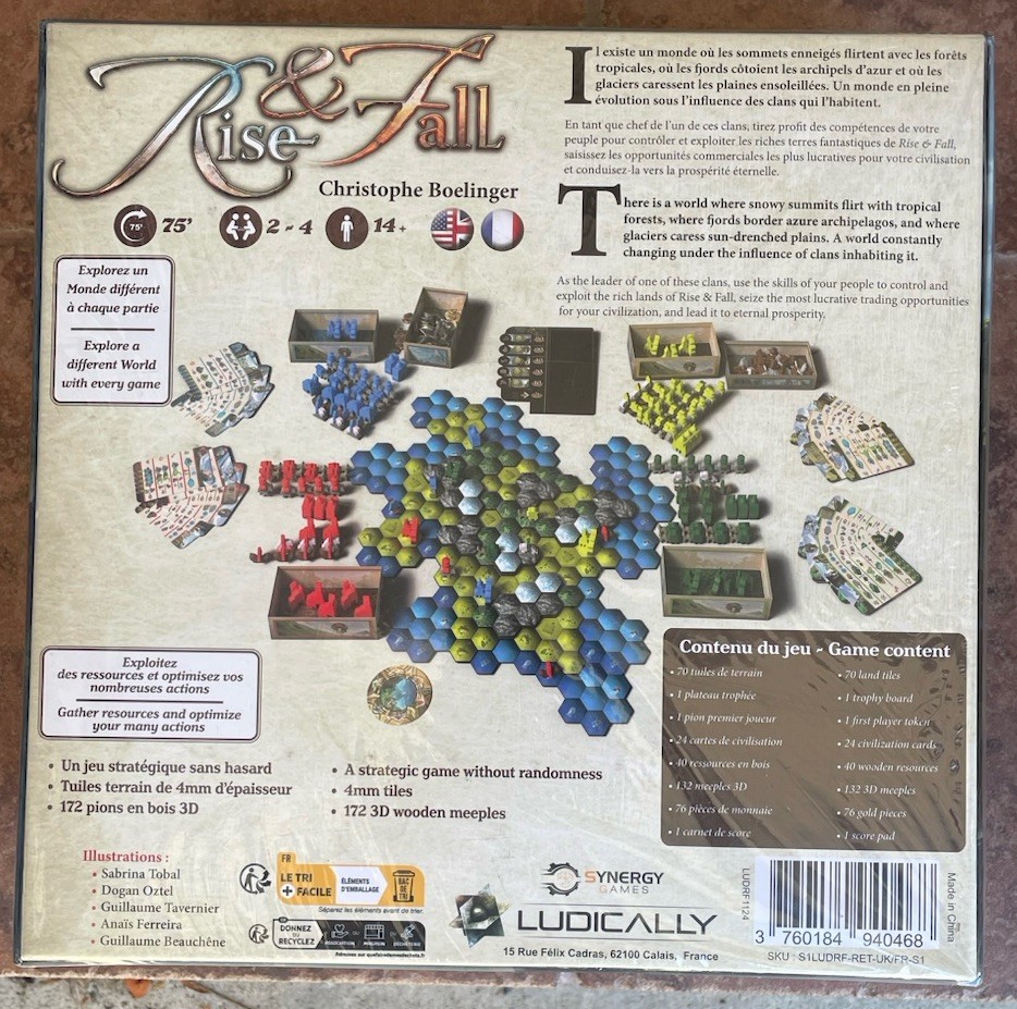 Rise & Fall Board Game English/French Retail Edition by Ludically New Sealed