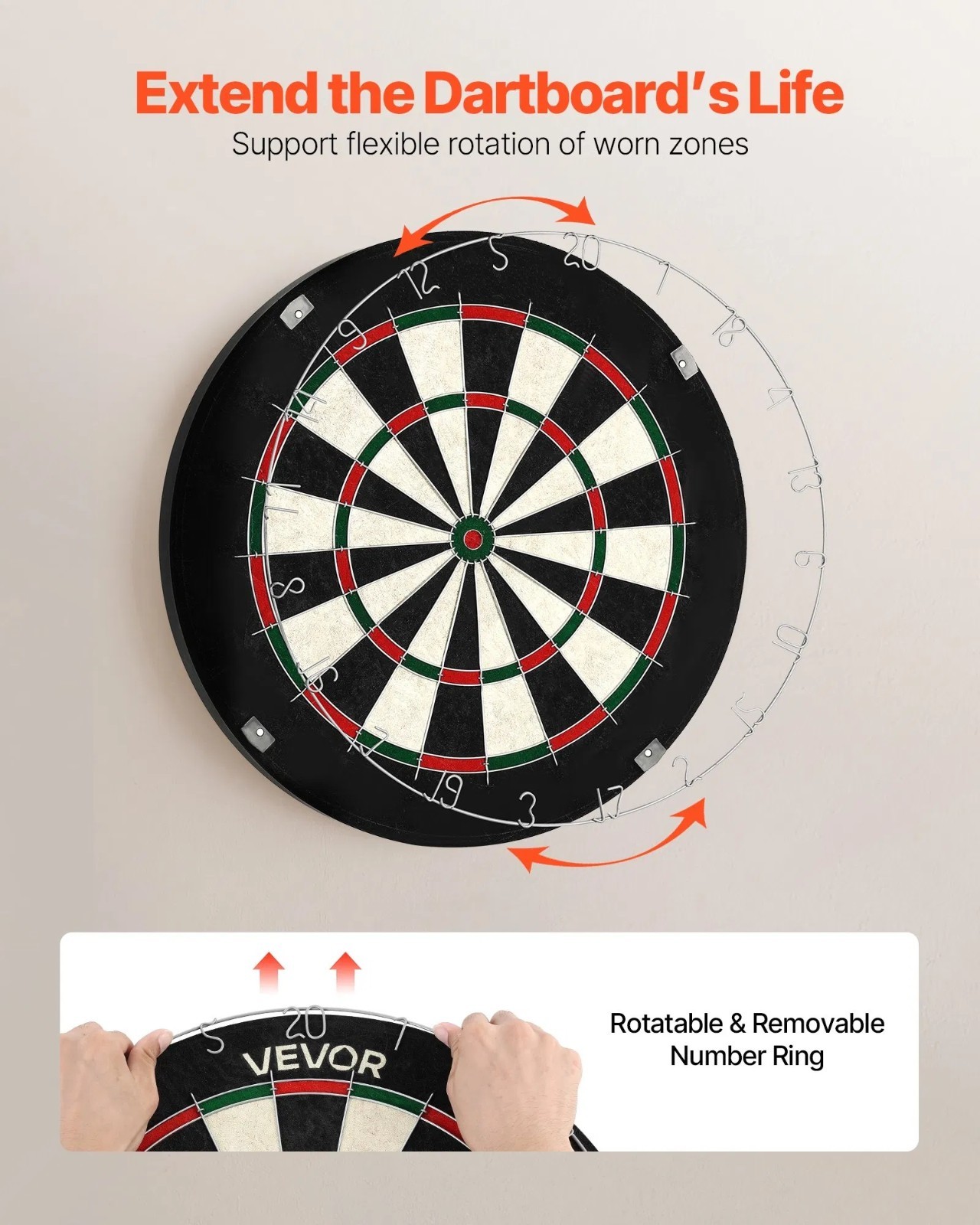Dartboard with 6 Darts & Scoring Kit, Self-Healing Sisal Fibers Dartboard