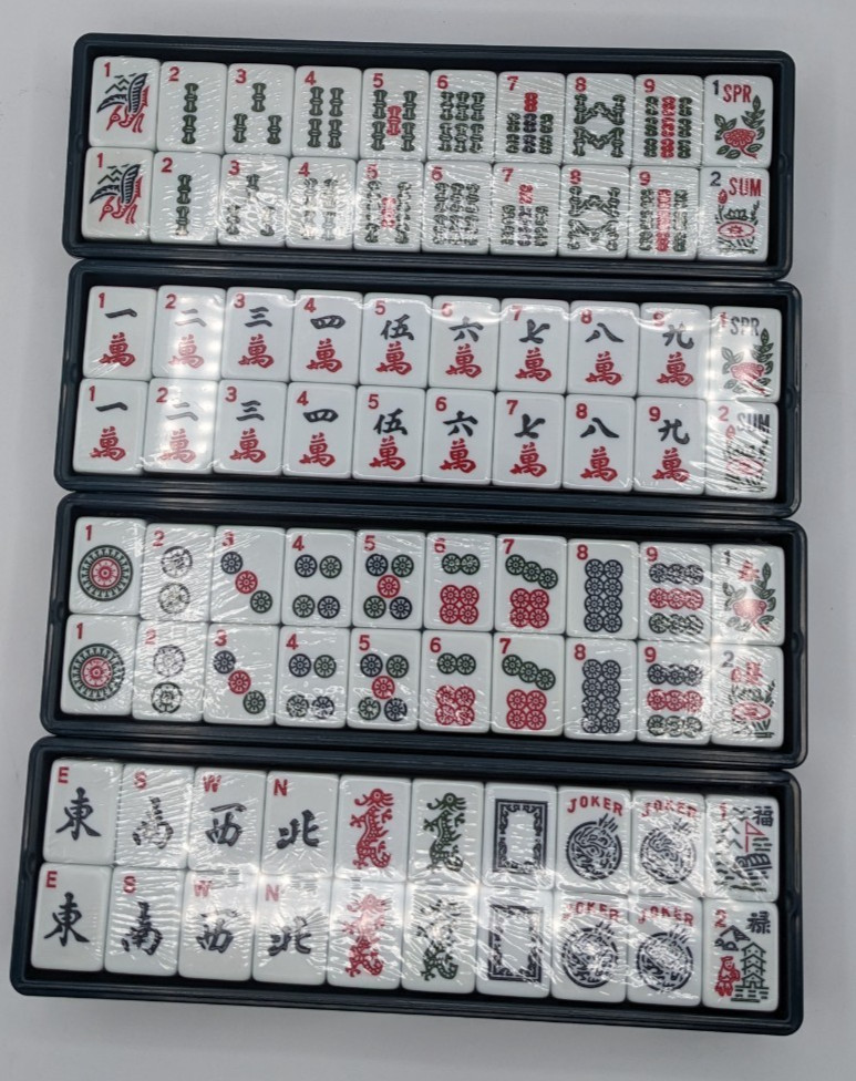 Mahjong Tile Set with Storage Boxes 166pc Oversized Tiles Board Game NOB