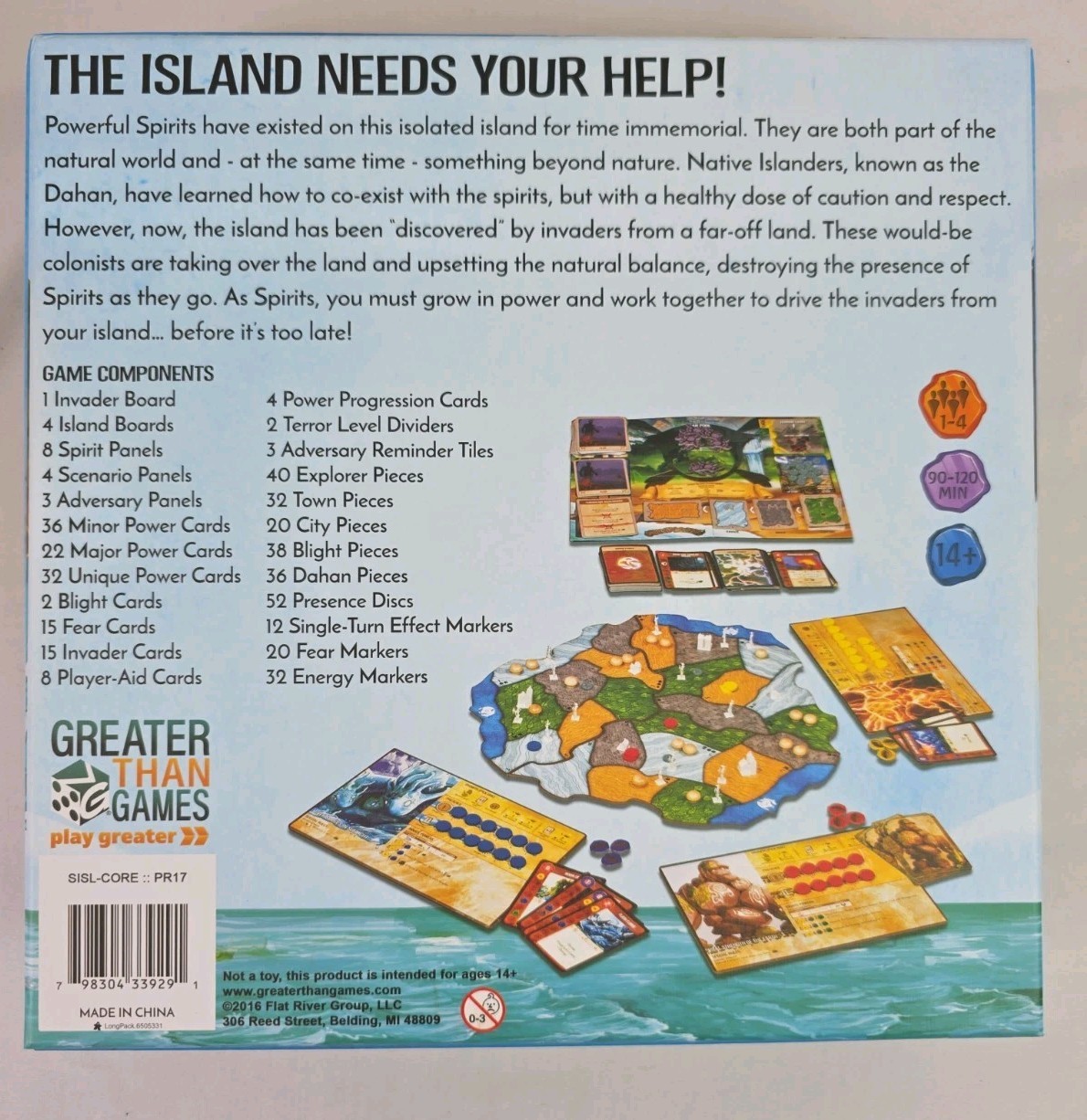 Spirit Island Board Game – Greater Than Games – Excellent 2016 Complete