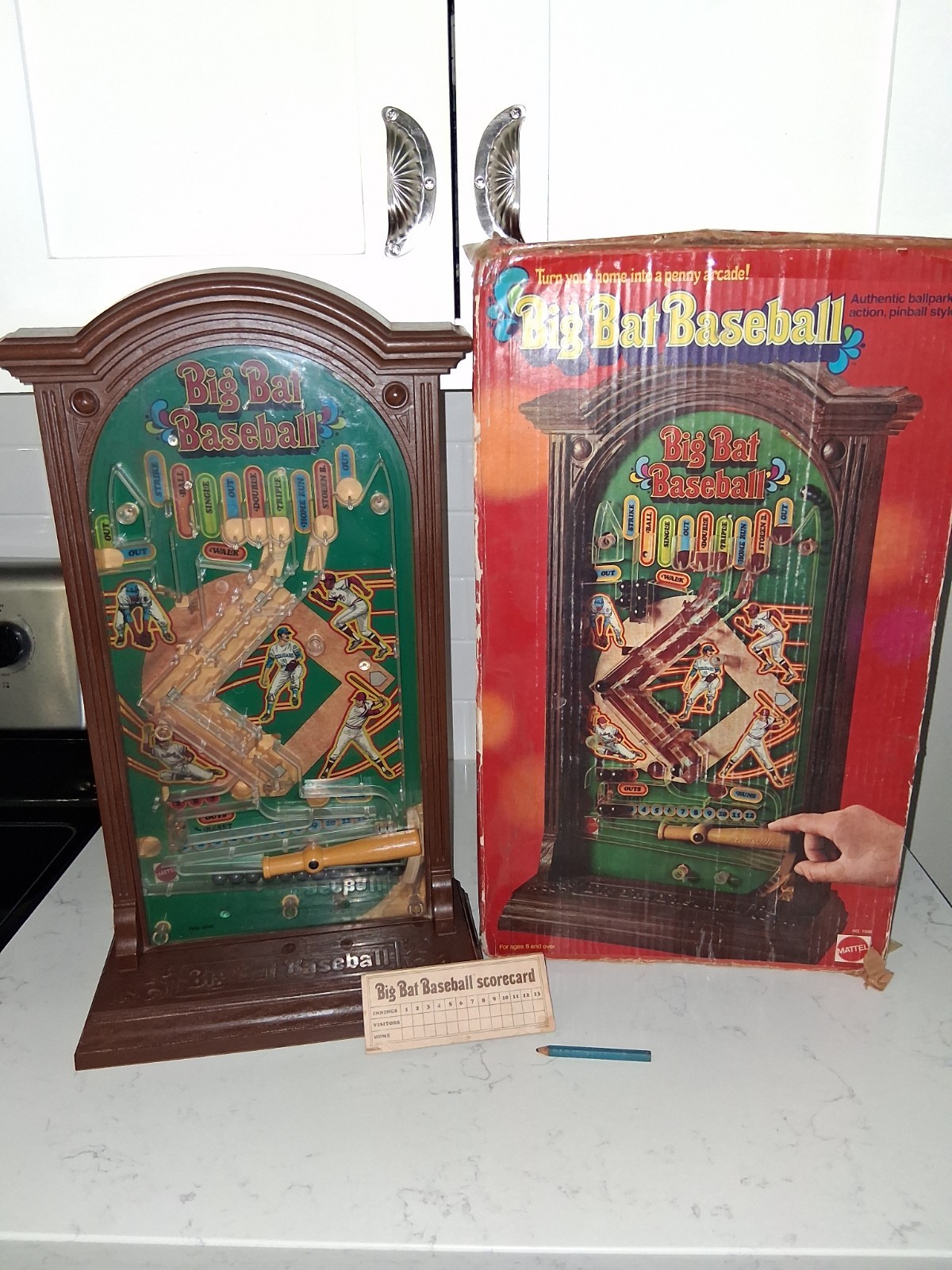 Vintage 1975 Mattel Big Bat Baseball Game Arcade/Pinball Style Complete Working*