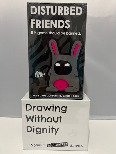 LOT 2 mature Party Games sealed NEW NIB Drawing w/o Dignity & Disturbed Friends