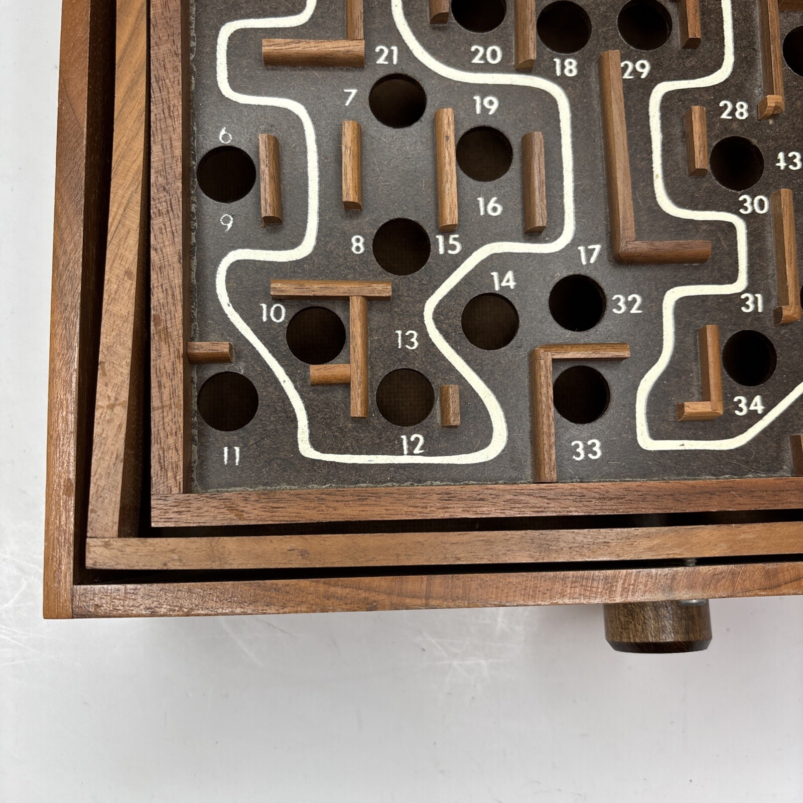 Vtg 80s Labyrinth Wooden Steel Ball Marble Tilting Maze Puzzle Game Roll-A-Maze