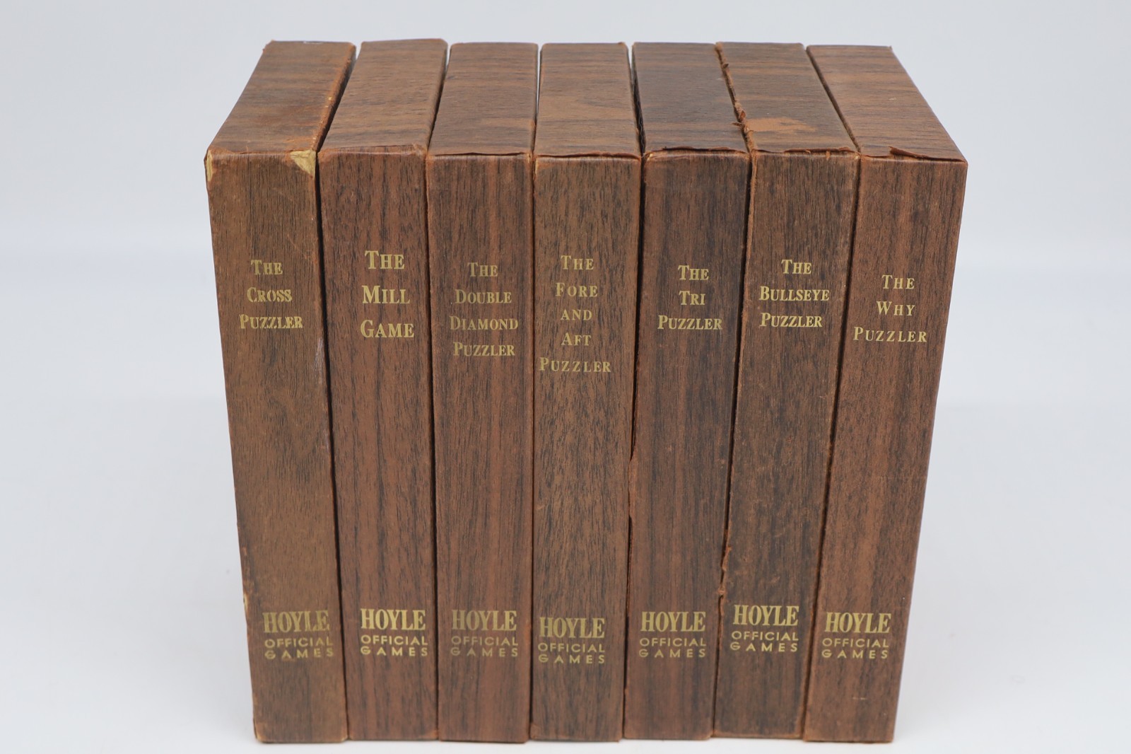 Vintage Hoyle Official Games Walnut Puzzle Set Complete 7 Games Stancraft 1964