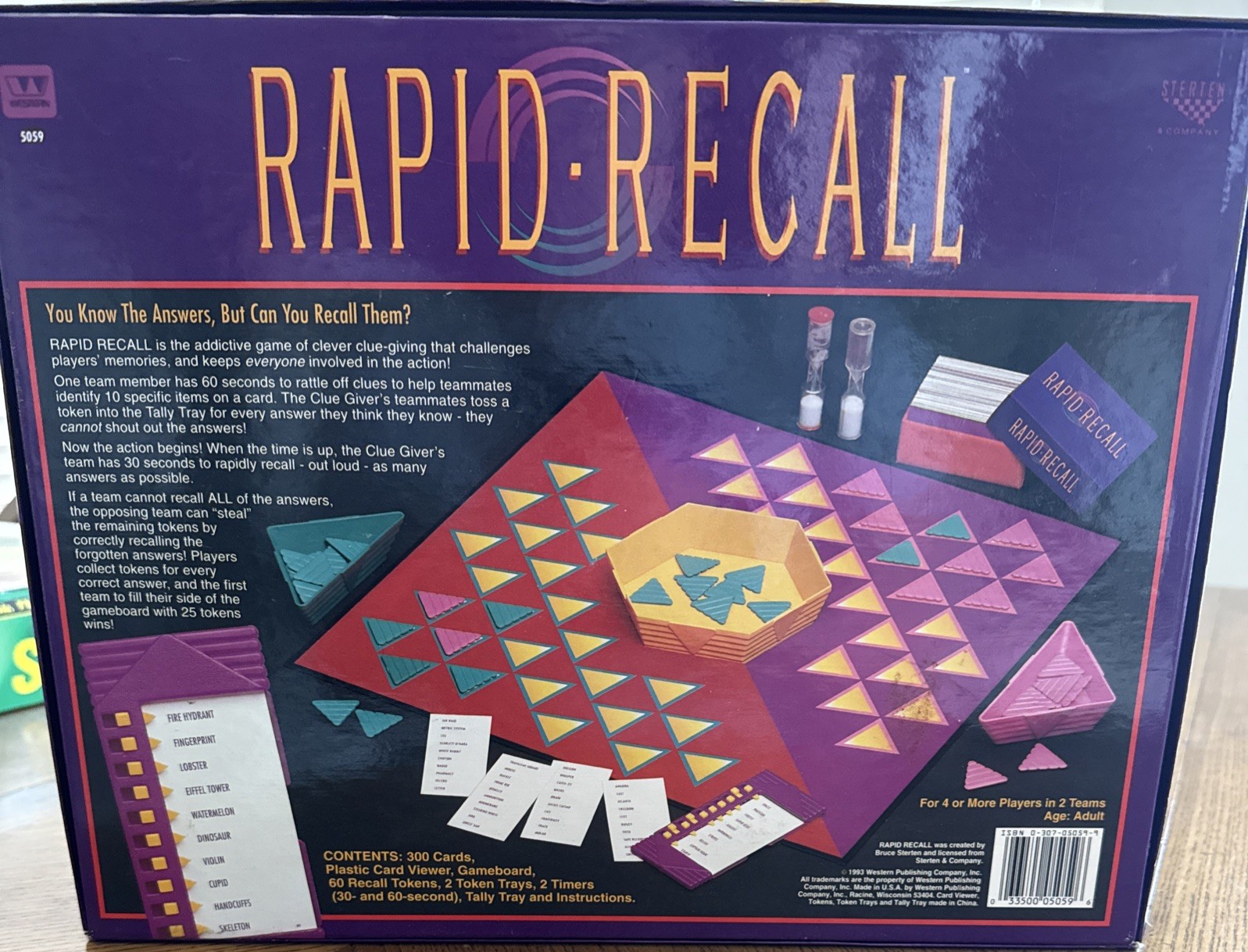 Rapid Recall Board Game 1993 100% Complete Family Party Game 4+ Players
