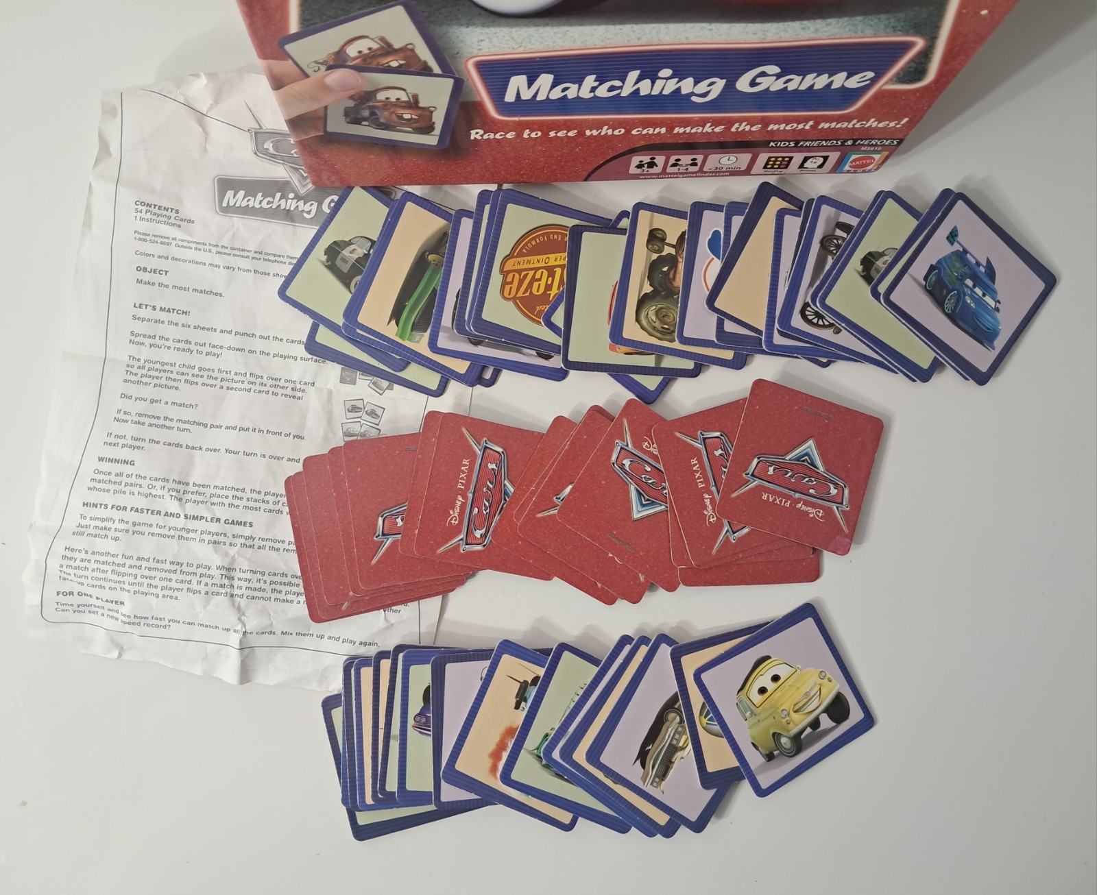 Cars Matching Game M3910 Age 3+ 1-4 Players Mattel Disney Pixar 2007 *Read*