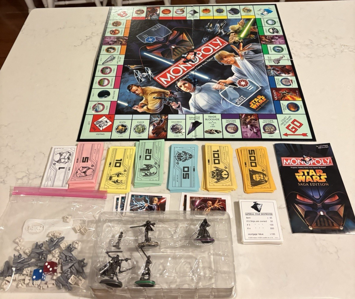 2005 Star Wars Monopoly Saga Edition in Great Condition 95% Complete
