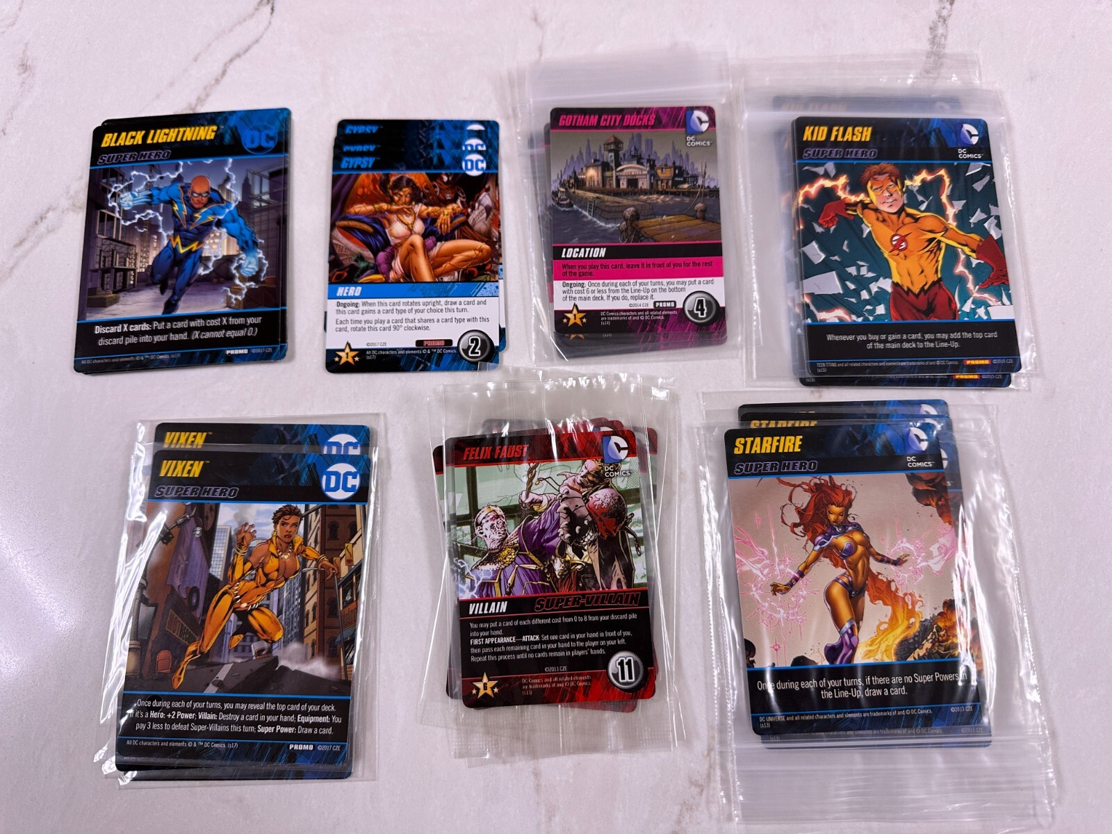 DC Deck-Building Game PROMO CARD SET: Felix Faust Gotham City Dock Gypsy Star F