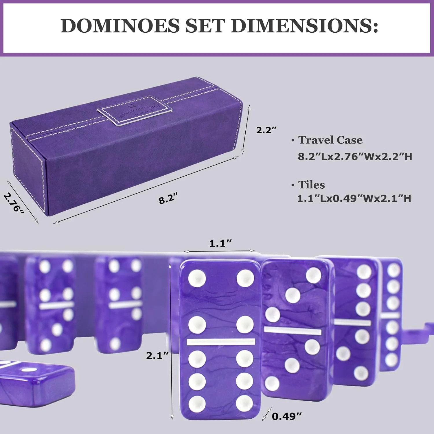 Dominos Set for Adults Thick Purple Domino Double 6 Dominoes for