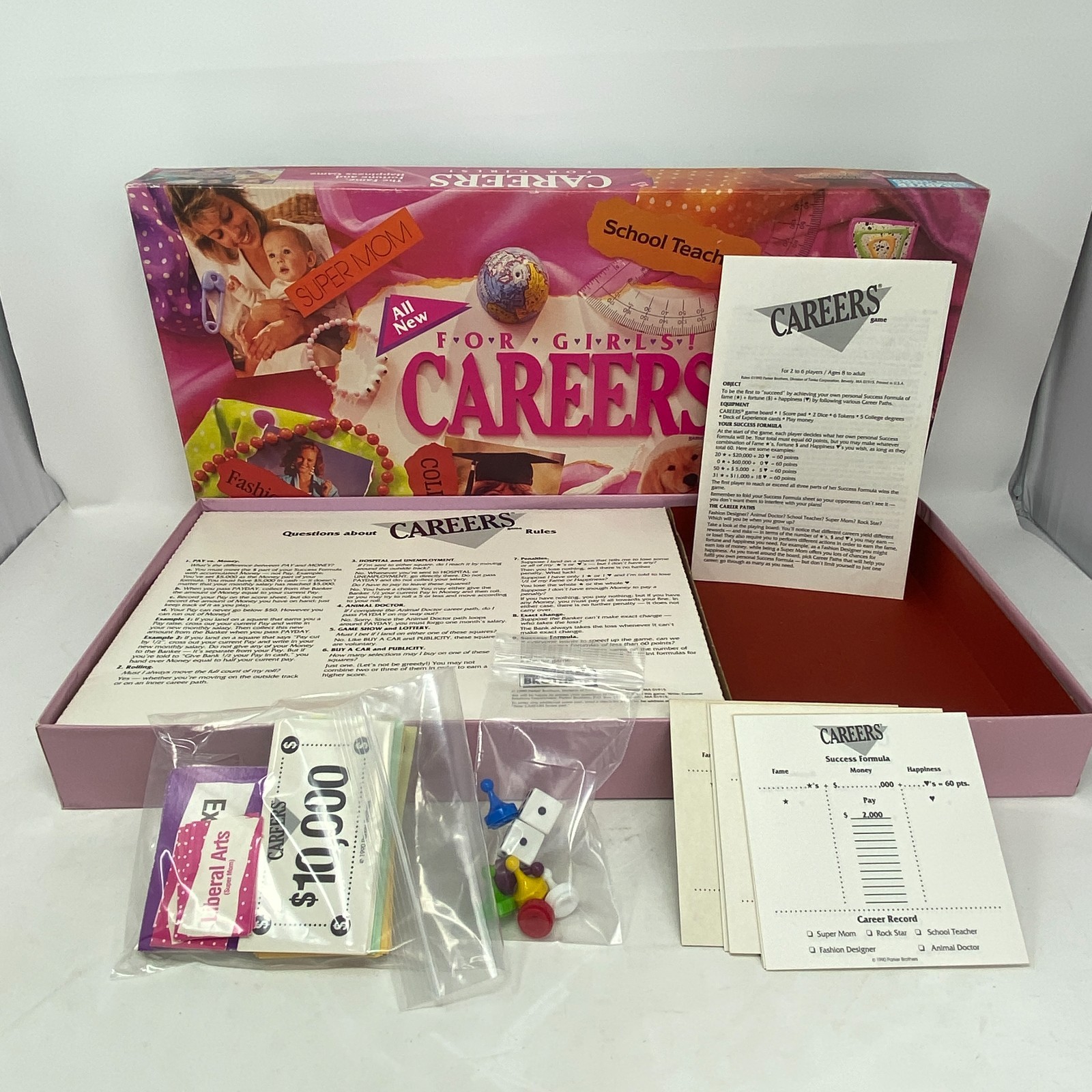 Vintage 1990 CAREERS For Girls Parker Brothers Board Game COMPLETE