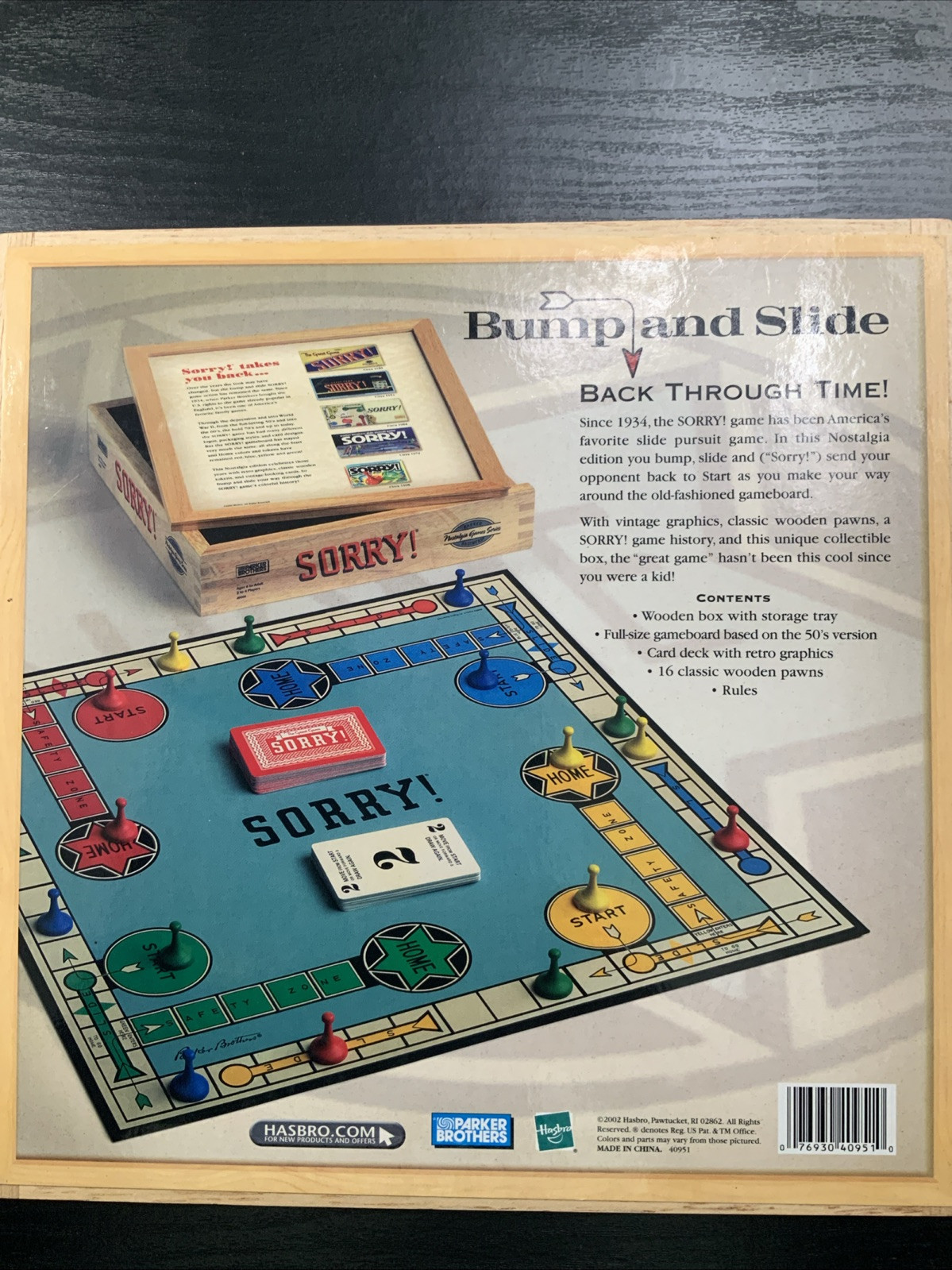 THE GREAT GAME SORRY PARKER BROTHERS TRADEMARK FOR ITS SLIDE PURSUIT GAME