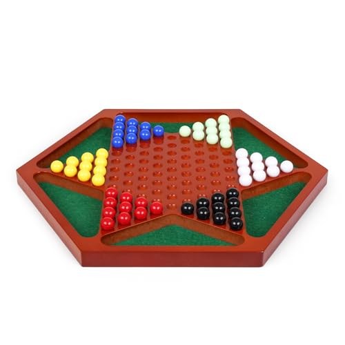 Wooden Chinese Checkers Board Game Set, 13.5 Inch Classic Strategy Game with