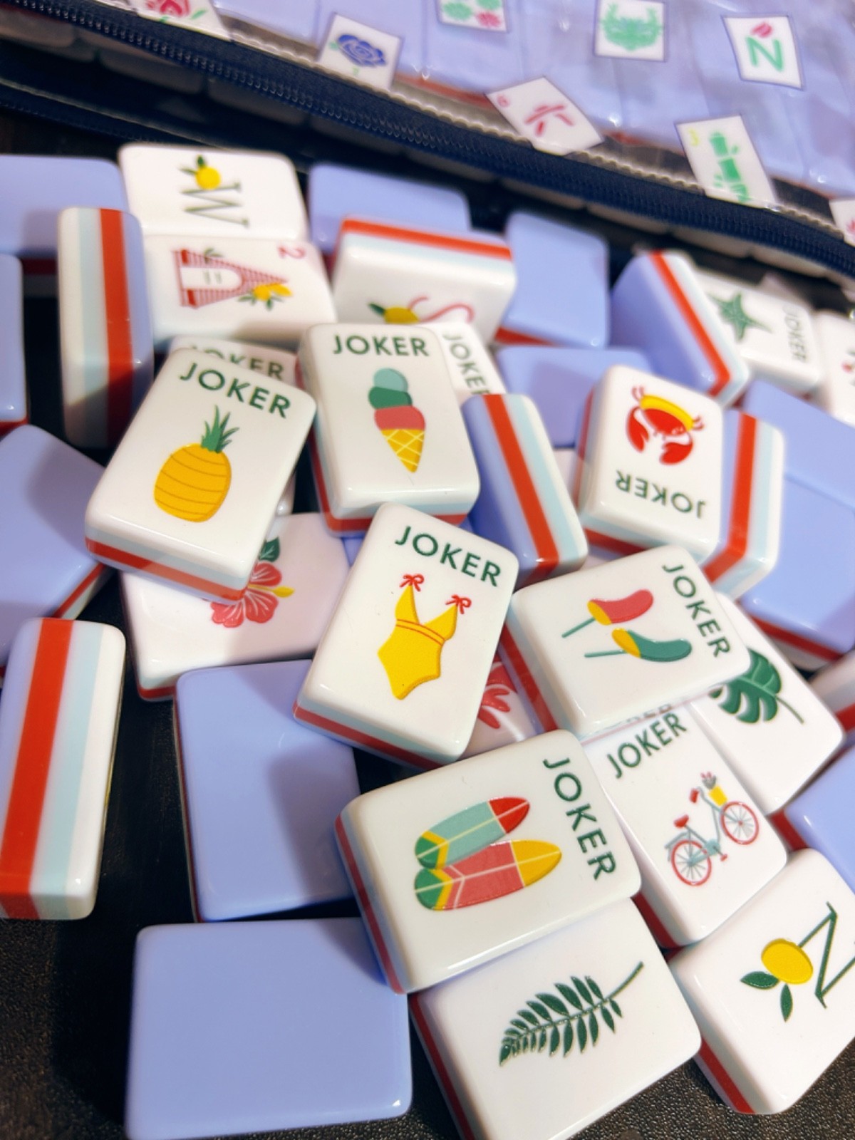 Blue Tropical wind American Mahjong Set, 160 Paris Mah Jong Tiles + storage bag