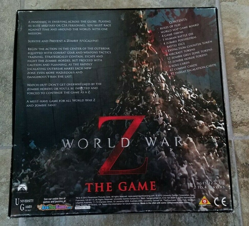 World War Z The Game Zombie Apocalypse Movie Board Game University Games NEW
