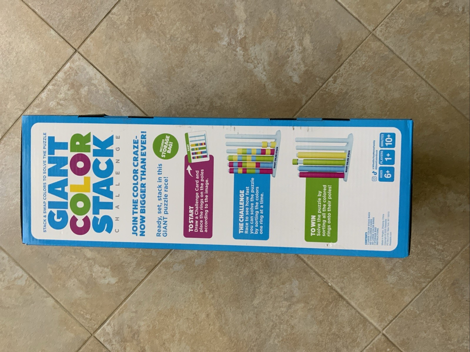 Giant Color Stack Challenge Game 50 Puzzles Outdoor Fun 2’ x 2’ NEW