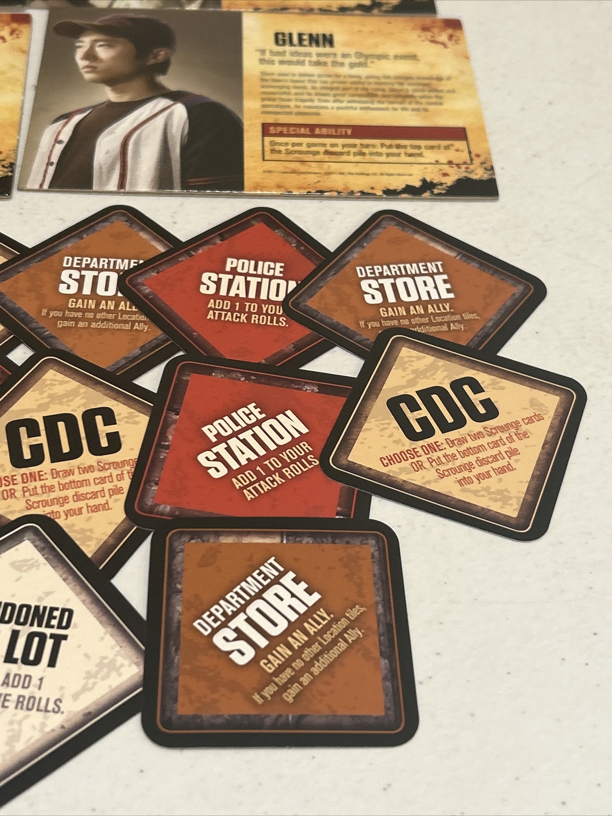 2011 The Walking Dead Board Game Replacement Lot Character Cards And Location