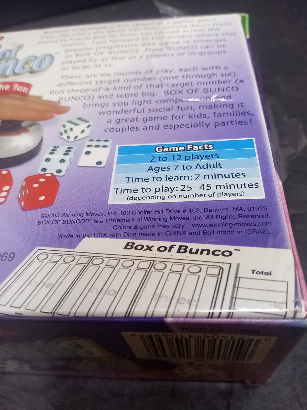 ❤️ The Official Box of Bunco Winning Moves 2003 Edition Sealed Box
