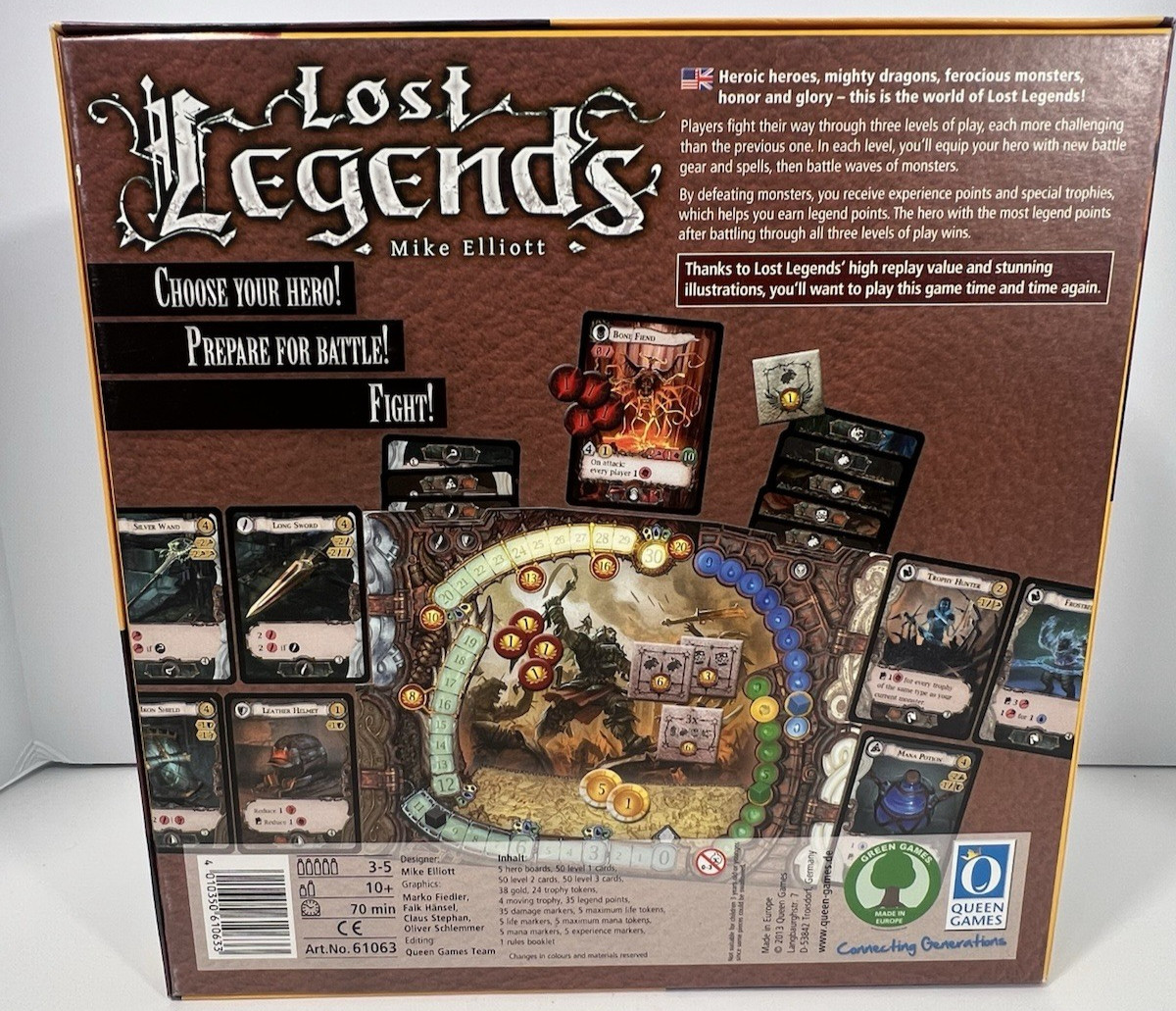 Lost Legends Board Game By Mike Elliott Queen Games Ages 10+ Complete EUC!